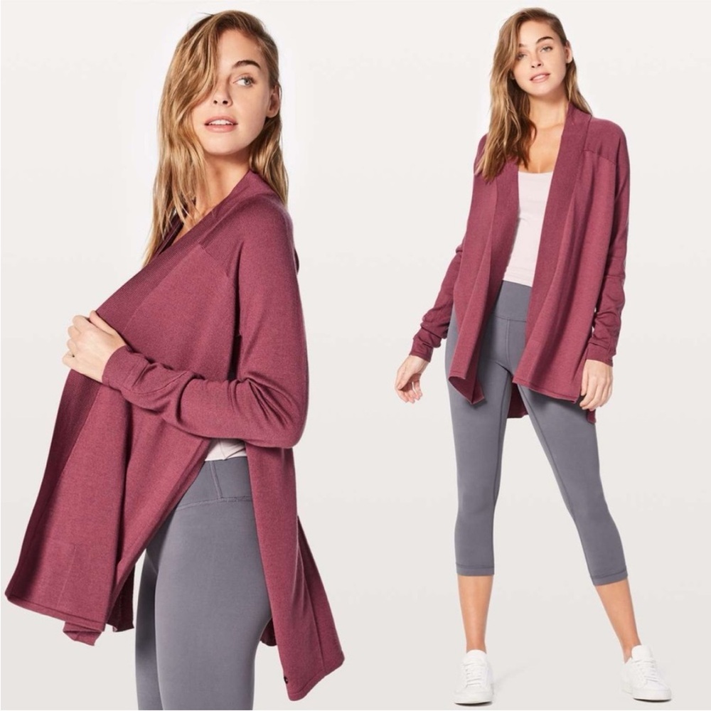 Lululemon Blissful Zen Merino Wool Sweater size 6 Merlot